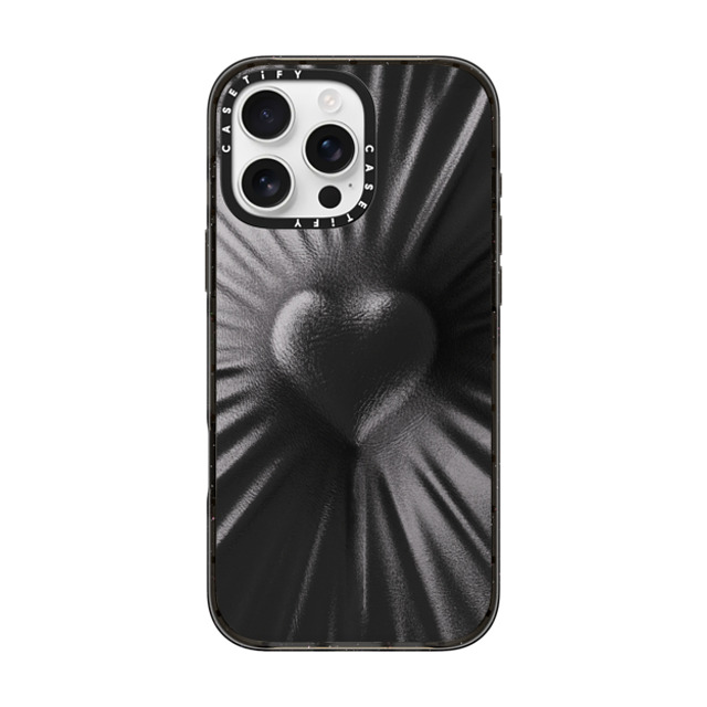 CASETiFY iPhone 16 Pro Max ケース ブラック インパクトケース MagSafe対応 Y2K Leather Heart