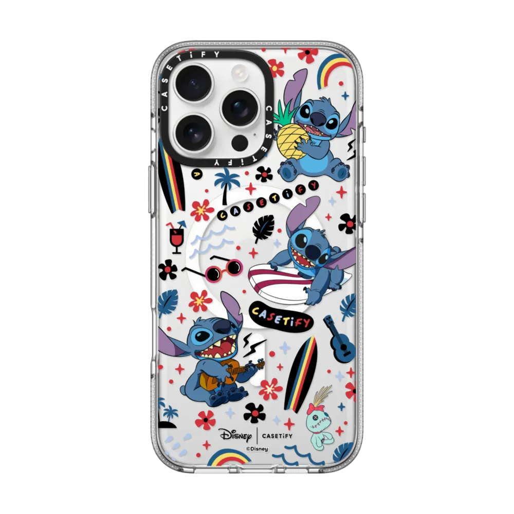 Clear iPhone 16 Pro Max Case MagSafe Compatible - Stitch Surfer Case