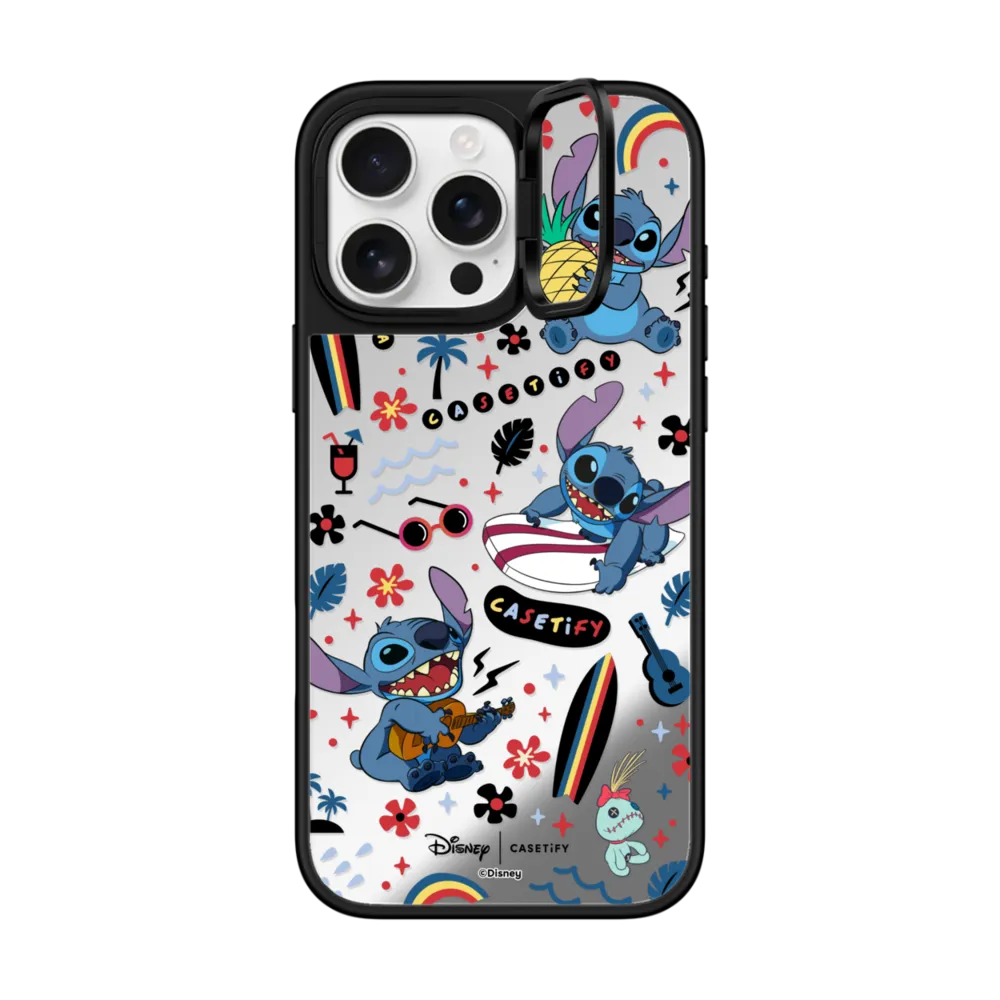 Mirror Ring Stand iPhone 16 Pro Max Case MagSafe Compatible - Stitch Surfer Case