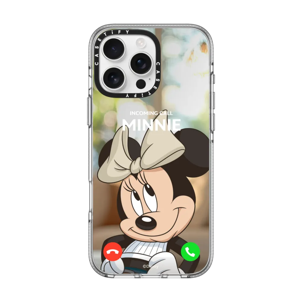 Clear iPhone 16 Pro Max Case MagSafe Compatible - Mickey & Friends Incoming Call Case (Minnie Mouse)