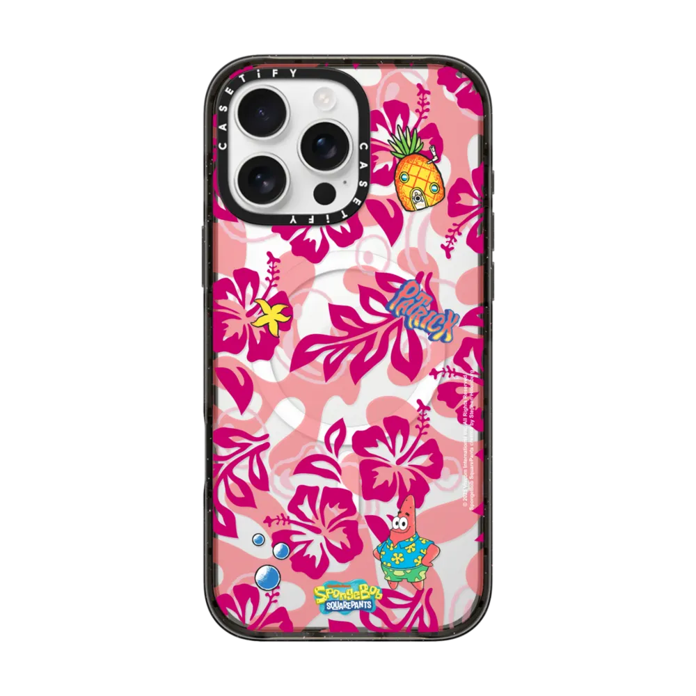 Impact iPhone 16 Pro Max Case MagSafe Compatible - SpongeBob Hibiscus Pattern Phone Case - Patrick