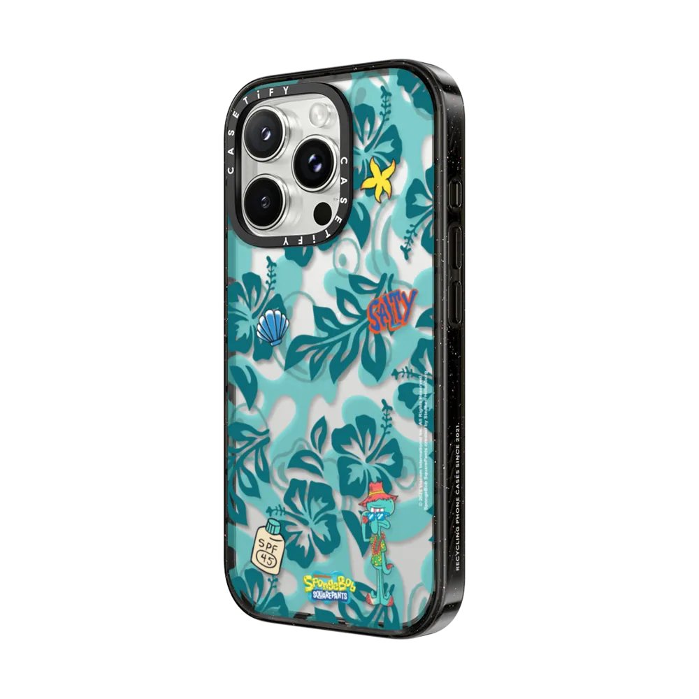 Impact iPhone 16 Pro Max Case - SpongeBob Hibiscus Pattern Phone Case - Squidward