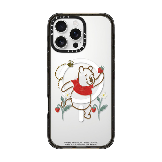 ���܂̃v�[���� x CASETiFY iPhone 16 Pro Max �P�[�X �u���b�N �C���p�N�g�P�[�X MagSafe�Ή� Winnie The Pooh & Friends Embroidered Phone Case - Winnie The P