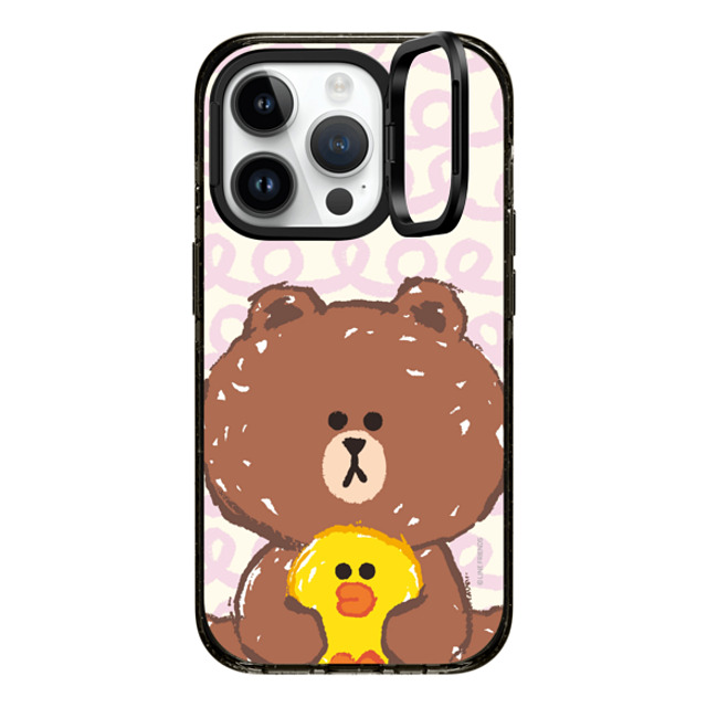 LINE FRIENDS D2 x CASETiFY iPhone 14 Pro �P�[�X �u���b�N �C���p�N�g�����O�X�^���h�P�[�X MagSafe�Ή� LINE FRIENDS Power Up Case