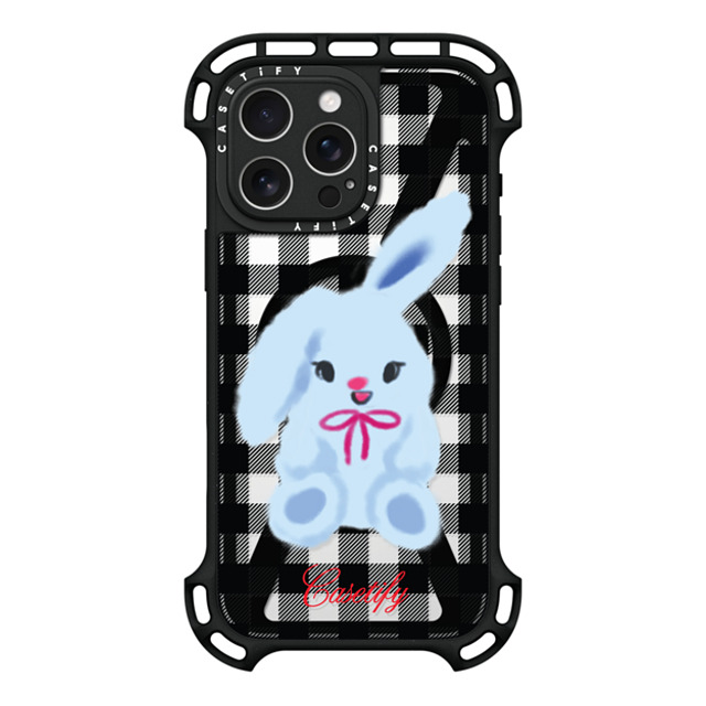 CASETiFY iPhone 16 Pro Max ケース ブラック ウルトラ バウンスケース MagSafe対応 Animal,Cartoon Bunny with Plaid