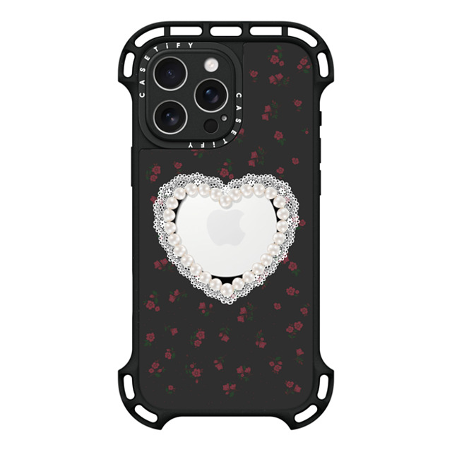 CASETiFY iPhone 16 Pro Max ケース ブラック ウルトラ バウンスケース MagSafe対応 Heart,Cottagecore Gothic Pearly Heart