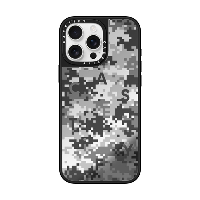 CASETiFY iPhone 16 Pro Max Case Silver on Black ミラーケース MagSafe対応 Pattern Pattern Gray Camo Father's Day CASETiFY iPhone 16 Pro Max Case Silver on Black ミラーケース MagSafe対応 Pattern Pattern Gray Camo Father's Day