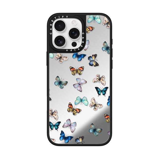 CASETiFY iPhone 16 Pro Max ケース Silver on Black ミラーケース MagSafe対応 Animal Noir Butterfly