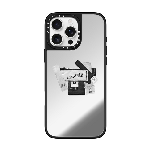 CASETiFY iPhone 16 Pro Max ケース Silver on Black ミラーケース MagSafe対応 Y2K Tag Collage