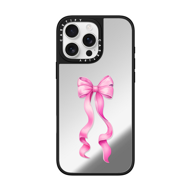 CASETiFY iPhone 16 Pro Max ケース Silver on Black ミラーケース MagSafe対応 Y2K Put A Bow On It