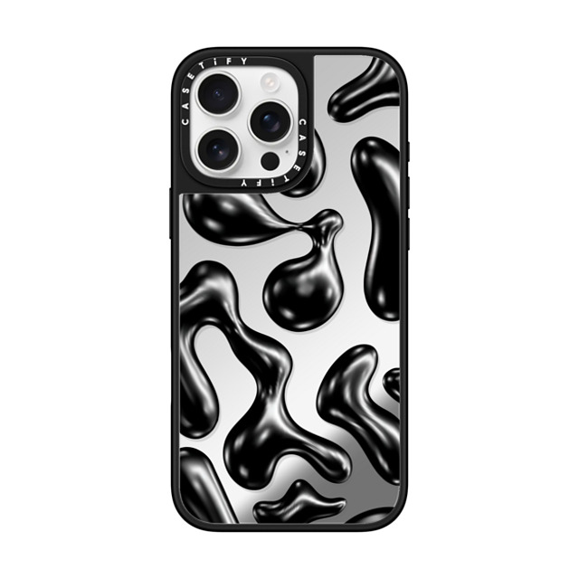 CASETiFY iPhone 16 Pro Max ケース Silver on Black ミラーケース MagSafe対応 Y2K,Pattern Liquid Groovy