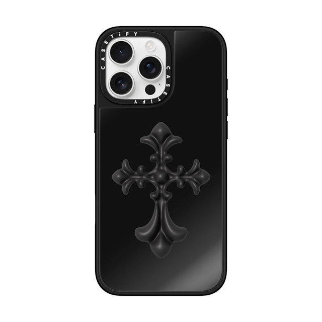 CASETiFY iPhone 16 Pro Max ケース Black on Black ミラーケース MagSafe対応 Y2K Cross Heritage