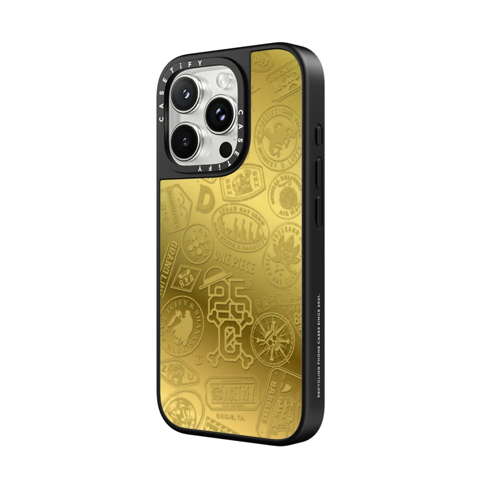 Mirror iPhone 16 Pro Max Case MagSafe Compatible - ONE PIECE 25th Chronicle Stamp Case (Gold)