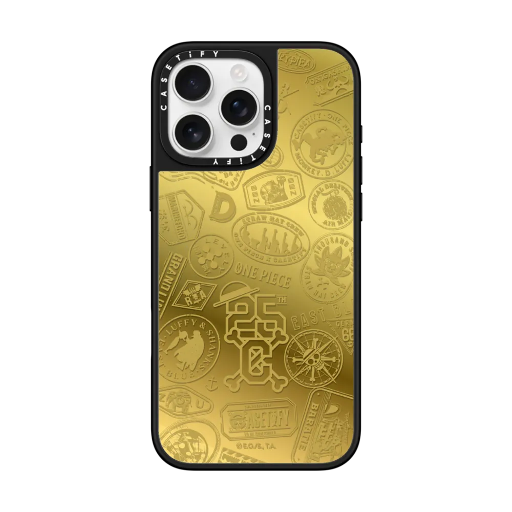 Mirror iPhone 16 Pro Max Case MagSafe Compatible - ONE PIECE 25th Chronicle Stamp Case (Gold)
