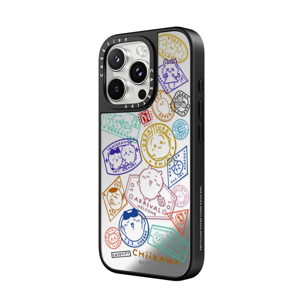 Mirror iPhone 16 Pro Max Case MagSafe Compatible - Chiikawa Travel Visa Stamp Case
