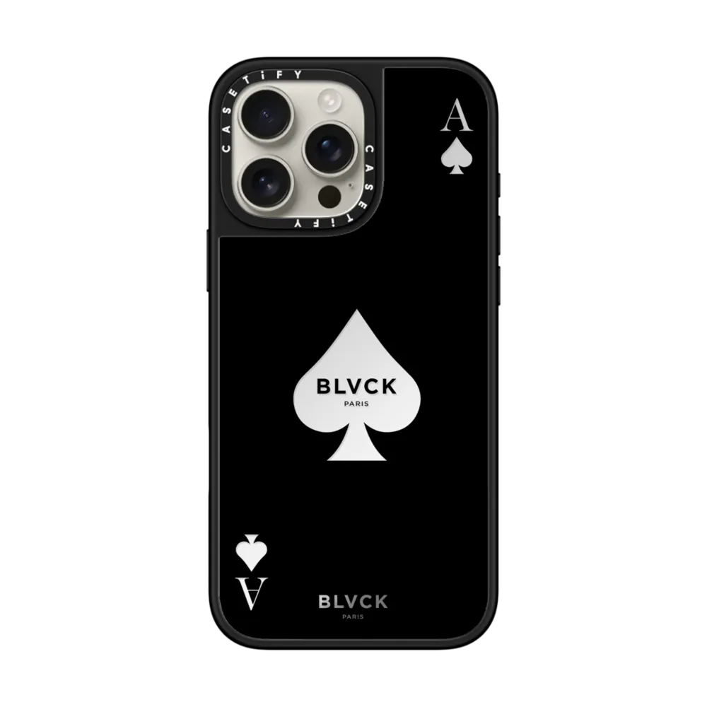 Mirror iPhone 16 Pro Max Case MagSafe Compatible - BLVCK Ace of Spade Case - Black