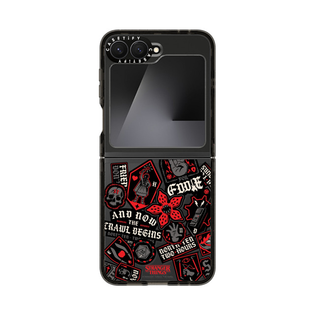 �X�g�����W���[�E�V���O�X x CASETiFY Galaxy Z Flip7 FE �P�[�X �u���b�N �C���p�N�g�P�[�X Stranger Things Sticker Case