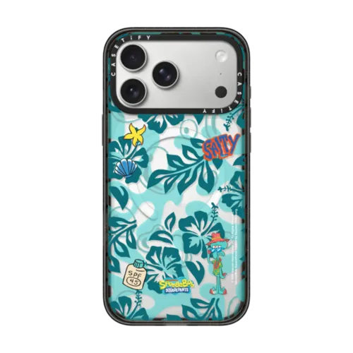 iPhone 17 Pro Max - SpongeBob Hibiscus Pattern Phone Case - Squidward