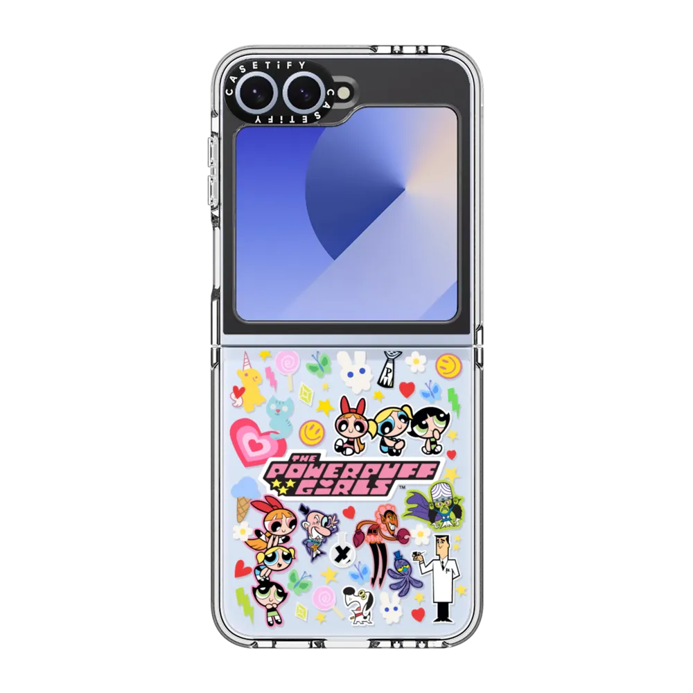 Clear Galaxy Z Flip6 Case - The Powerpuff Girls Stickermania Case