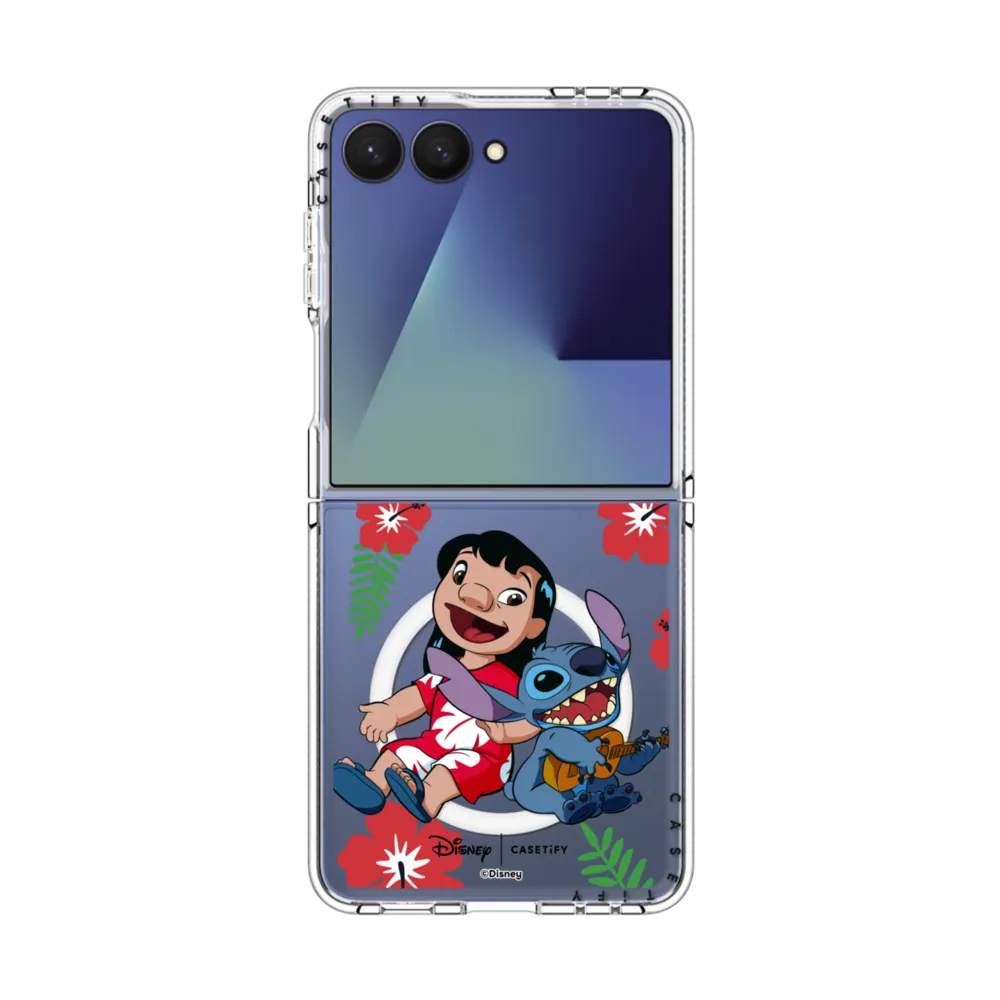 Clear Magnetic Galaxy Z Flip7 Case - Hawaii Pattern Case
