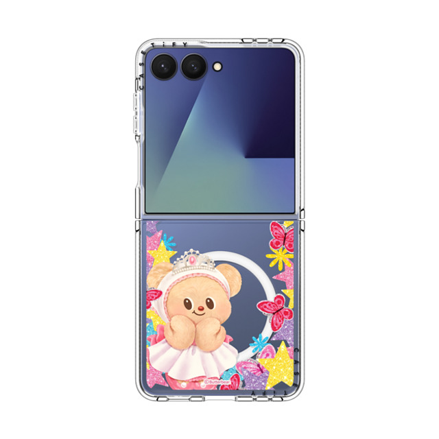 Butterbear D2 x CASETiFY Galaxy Z Flip7 Case Clear Impact Clear Magnetic Case Butterbear at 11AM Case
