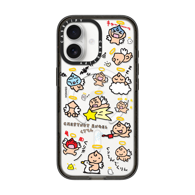 ���܂����� x CASETiFY iPhone 17 Case Black �C���p�N�g�P�[�X MagSafe�Ή� Tamagotchi Chestnut Angel Medley Pattern Case