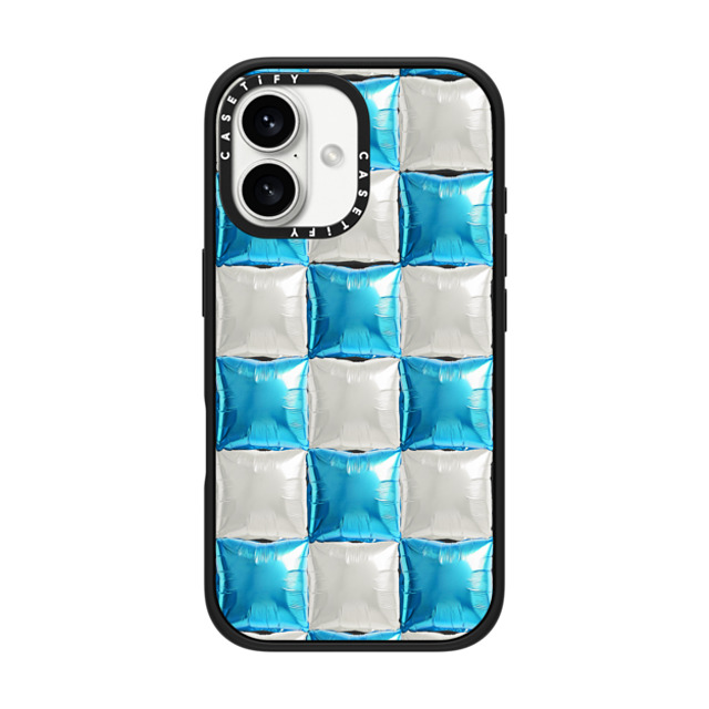CASETiFY iPhone 16 ケース マットブラック インパクトケース MagSafe対応 Pattern,Y2K Balloon Checkers - Sky Blue
