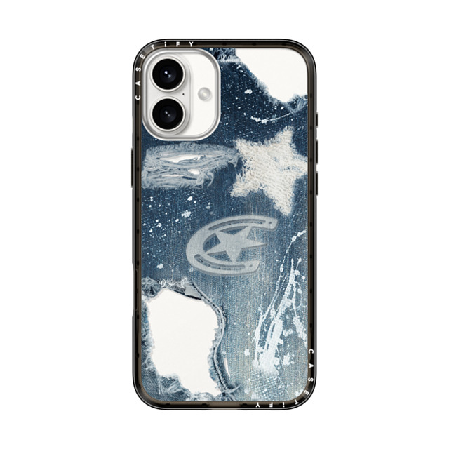CASETiFY iPhone 16 Plus ケース ブラック インパクトライトケース Pattern Denim