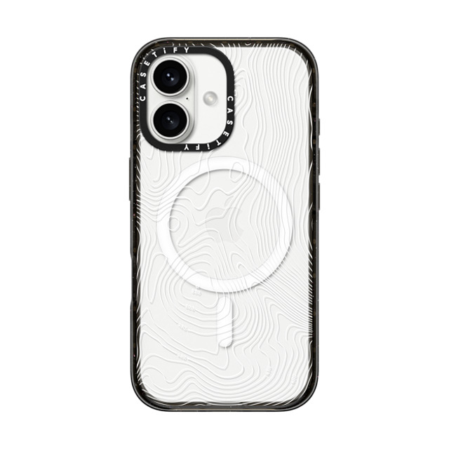 CASETiFY iPhone 16 ケース ブラック インパクトケース MagSafe対応 nature,Pattern Topography Map