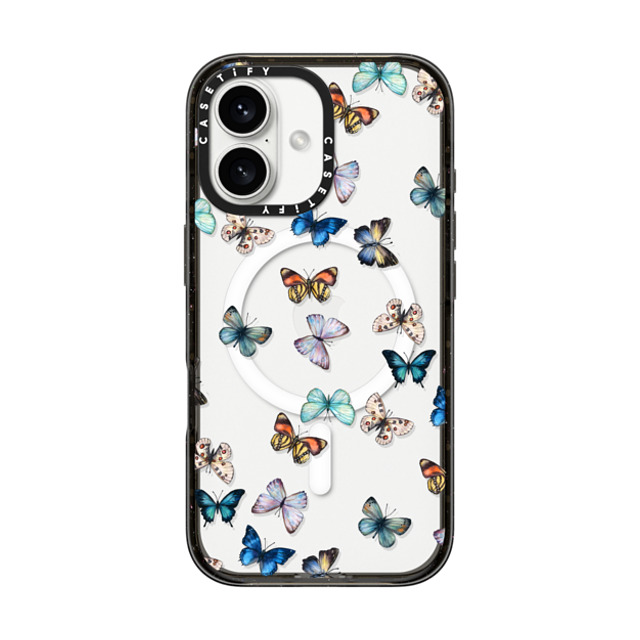 CASETiFY iPhone 16 ケース ブラック インパクトケース MagSafe対応 Animal Noir Butterfly