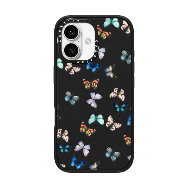CASETiFY iPhone 16 ケース マットブラック インパクトケース MagSafe対応 Animal Noir Butterfly