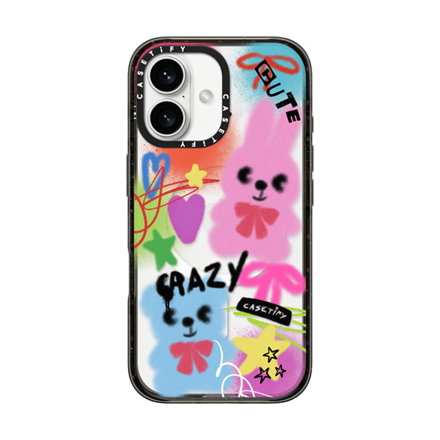 CASETiFY iPhone 16 ケース ブラック インパクトケース MagSafe対応 Street Art Cute & Crazy