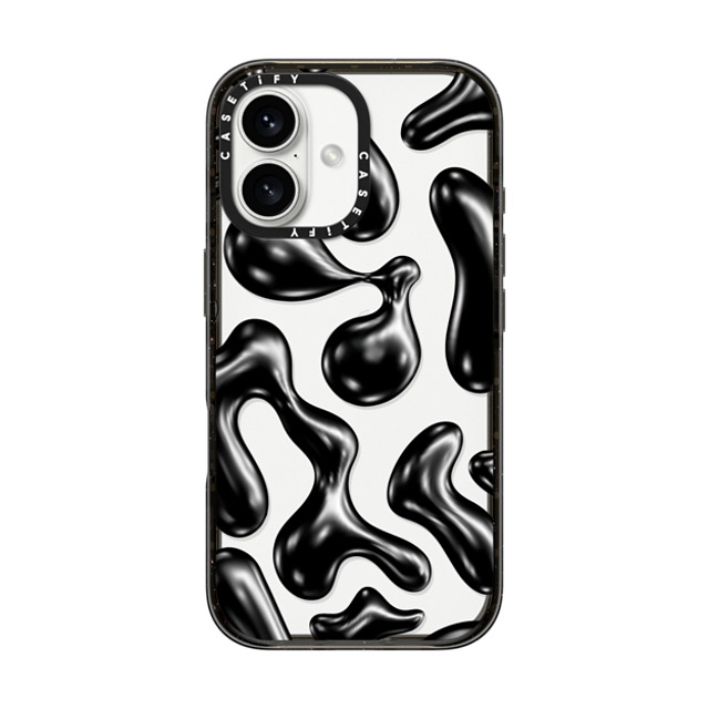 CASETiFY iPhone 16 ケース ブラック インパクトケース Y2K,Pattern Liquid Groovy