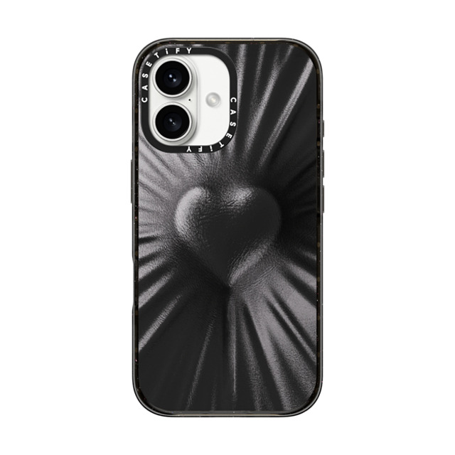 CASETiFY iPhone 16 ケース ブラック インパクトケース Y2K Leather Heart