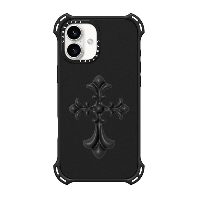 CASETiFY iPhone 16 Plus ケース マットブラック バウンスケース Y2K Cross Heritage
