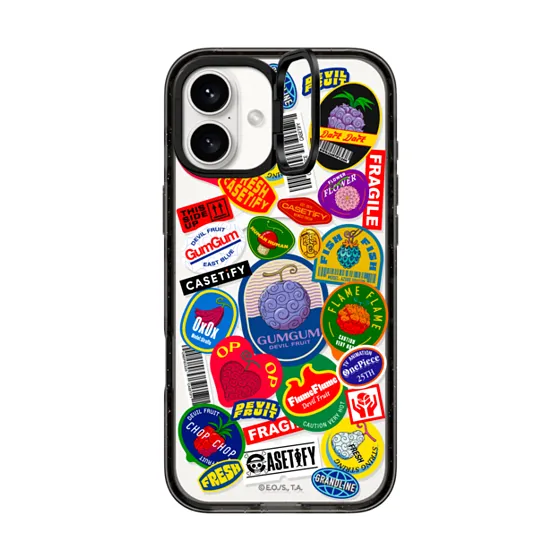 Impact Ring Stand iPhone 16 Plus Case MagSafe Compatible - ONE PIECE 25th Chronicle Stamp Case