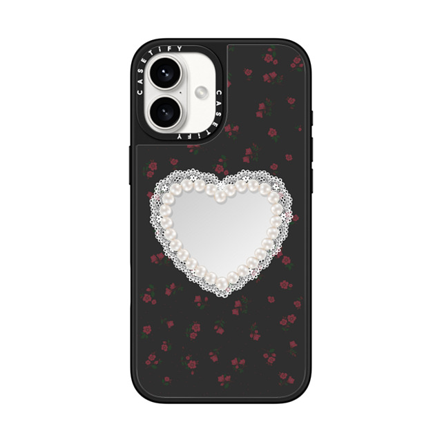 CASETiFY iPhone 16 Plus ケース Silver on Black ミラーケース MagSafe対応 Heart,Cottagecore Heart,Cottagecore Gothic Pearly Heart Father's Day CASETiFY iPhone 16 Plus ケース Silver on Black ミラーケース MagSafe対応 Heart,Cottagecore Heart,Cottagecore Gothic Pearly Heart Father's Day
