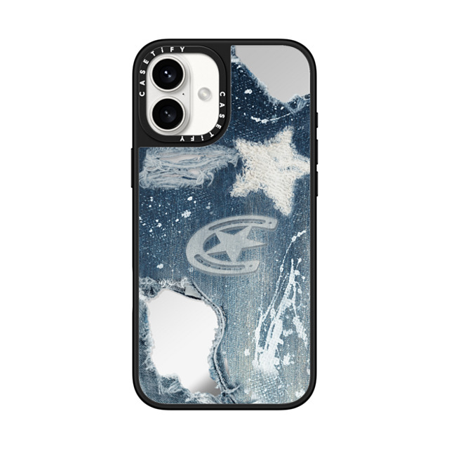 CASETiFY iPhone 16 Plus ケース Silver on Black ミラーケース MagSafe対応 Pattern Pattern Denim Father's Day CASETiFY iPhone 16 Plus ケース Silver on Black ミラーケース MagSafe対応 Pattern Pattern Denim Father's Day