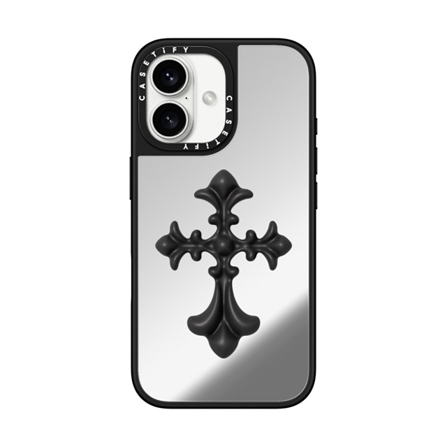 CASETiFY iPhone 16 Case Silver on Black ミラーケース MagSafe対応 Y2K Cross Heritage CASETiFY iPhone 16 Case Silver on Black ミラーケース MagSafe対応 Y2K Cross Heritage
