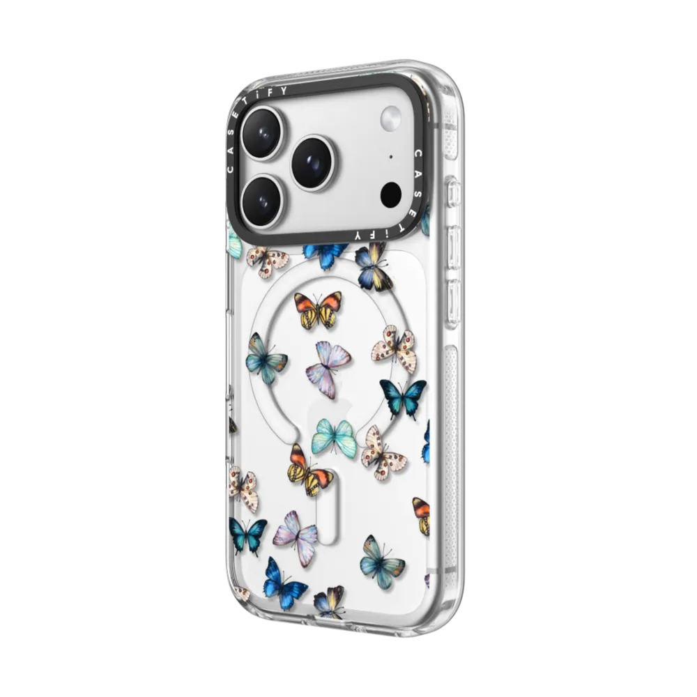 Impact Clear iPhone 17 Pro Max Case MagSafe Compatible - Noir Butterfly