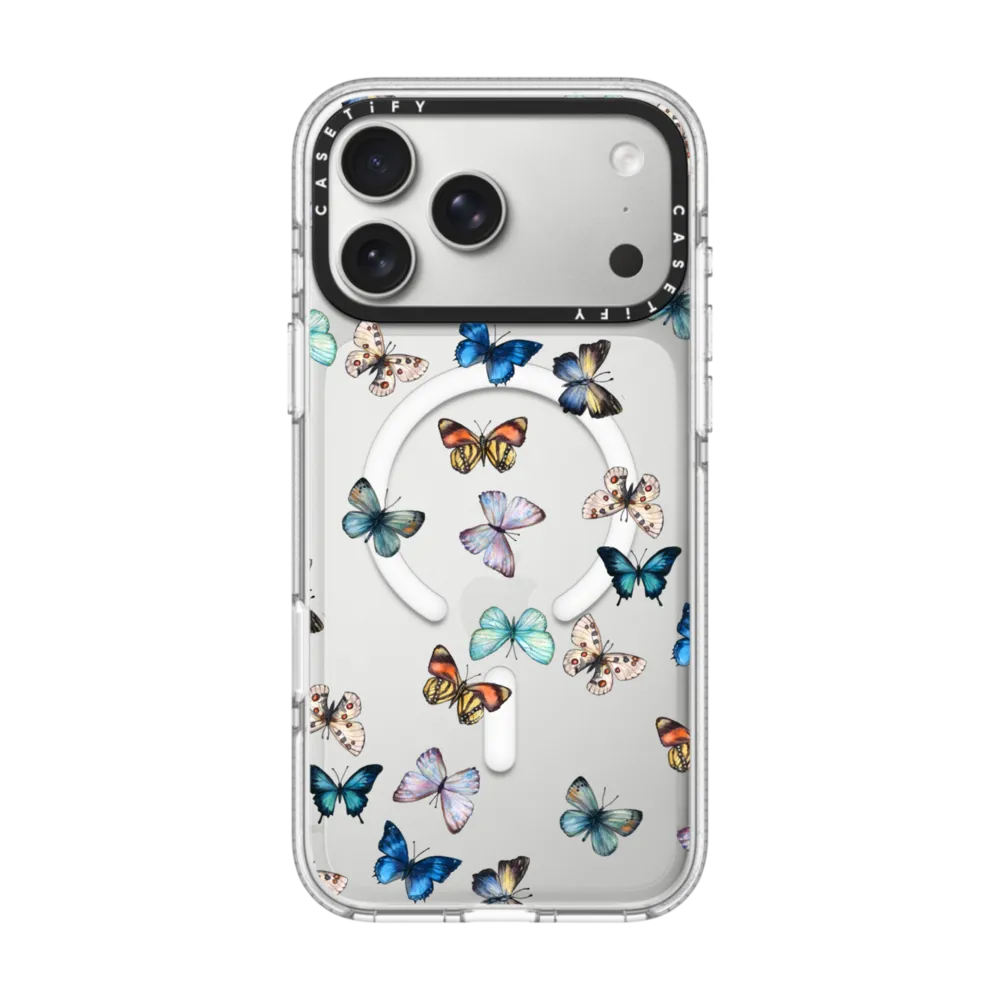 Impact Clear iPhone 17 Pro Max Case MagSafe Compatible - Noir Butterfly