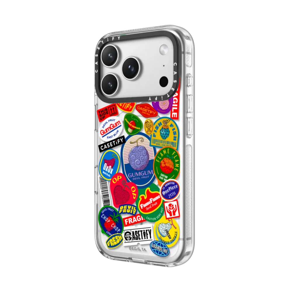 Impact Clear iPhone 17 Pro Max Case MagSafe Compatible - Devil Fruits Label Sticker Case