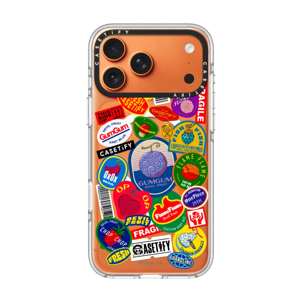 Impact Clear iPhone 17 Pro Max Case MagSafe Compatible - Devil Fruits Label Sticker Case