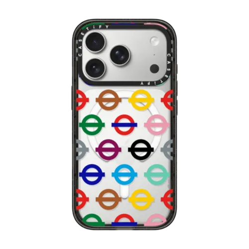 iPhone 17 Pro - Tube Line Roundels Pattern Phone Case - Rainbow Edition