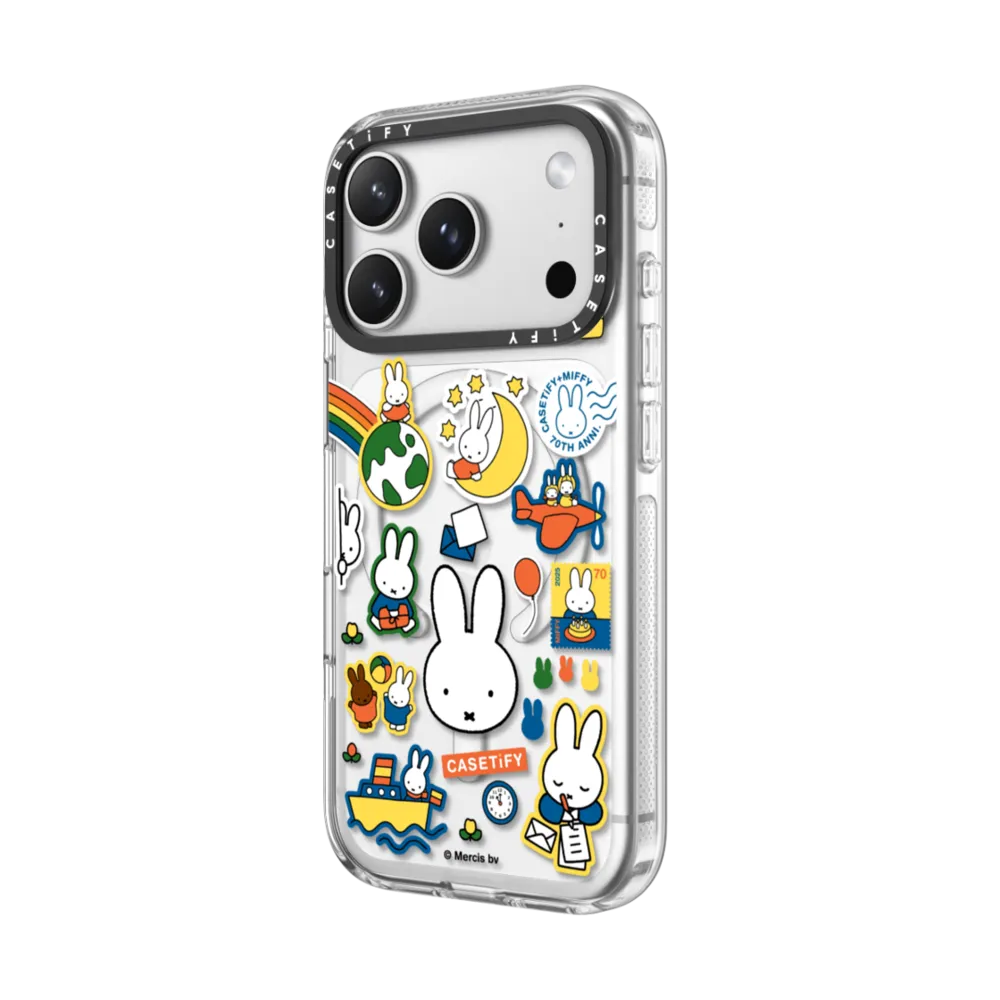 Impact Clear iPhone 17 Pro Max Case MagSafe Compatible - Miffy Postage Collage Sticker Case (Clear)
