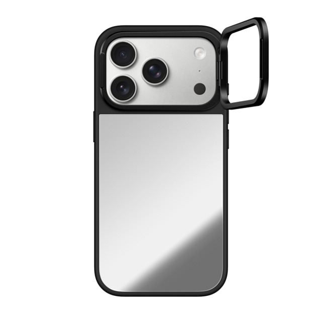 CASETiFY iPhone 17 Pro Case Silver on Black Mirror Ring Stand Case MagSafe Compatible CASETiFY Pet Text Custom Case - Silly Bread Cat casetify