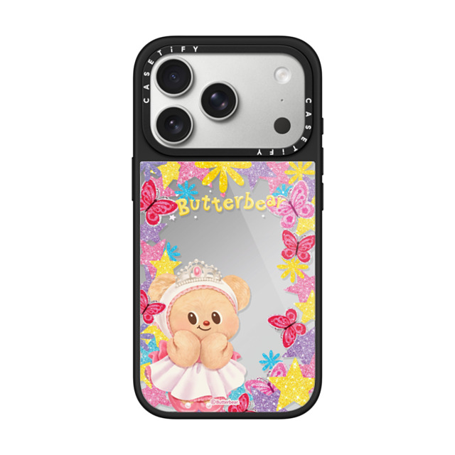 Butterbear D2 x CASETiFY iPhone 17 Pro �P�[�X Silver on Black Metallic Glaze Case MagSafe Compatible Butterbear at 11AM Case