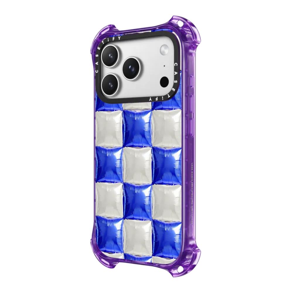 Bounce iPhone 17 Pro Case MagSafe Compatible - Balloon Checkers - Royal Blue