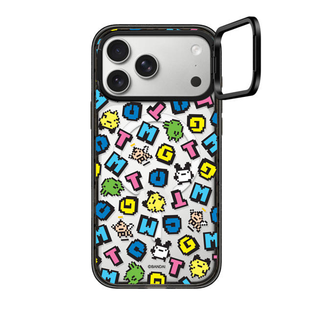 ���܂����� x CASETiFY iPhone 17 Pro Max Case Black �C���p�N�g�����O�X�^���h�P�[�X MagSafe�Ή� Tamagotchi Jumbo Pattern Case