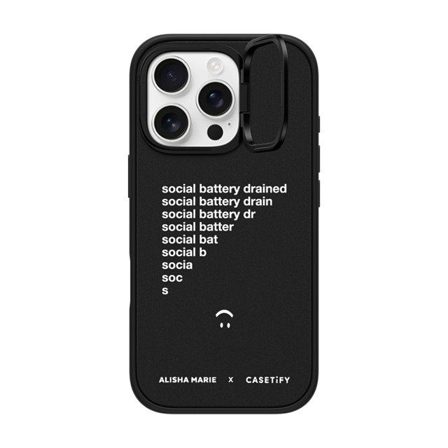 CASETiFY iPhone 16 Pro ケース マットブラック インパクトリングスタンドケース MagSafe対応 Alisha Marie Social Battery Case casetify